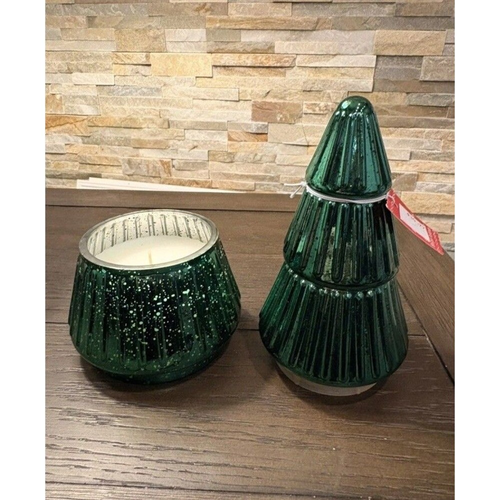Ashland Christmas Noël Balsam Forest Scented Candle Green Glass 8.5 oz Christmas